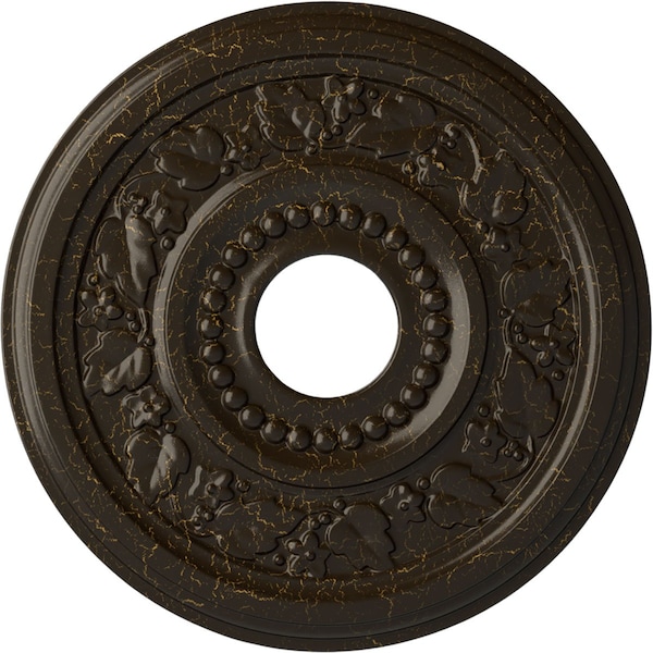 Ekena Millwork Genevieve Medallion (Canopies up to 3 1/2"), 16 1/8"OD x 3 1/2"ID x 7/8"P, Stone Hearth Crackle CM16GNSHC - main